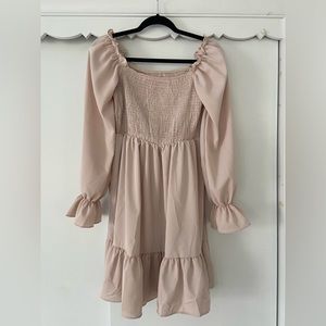 Square neck dress. Color: light tan. Size medium